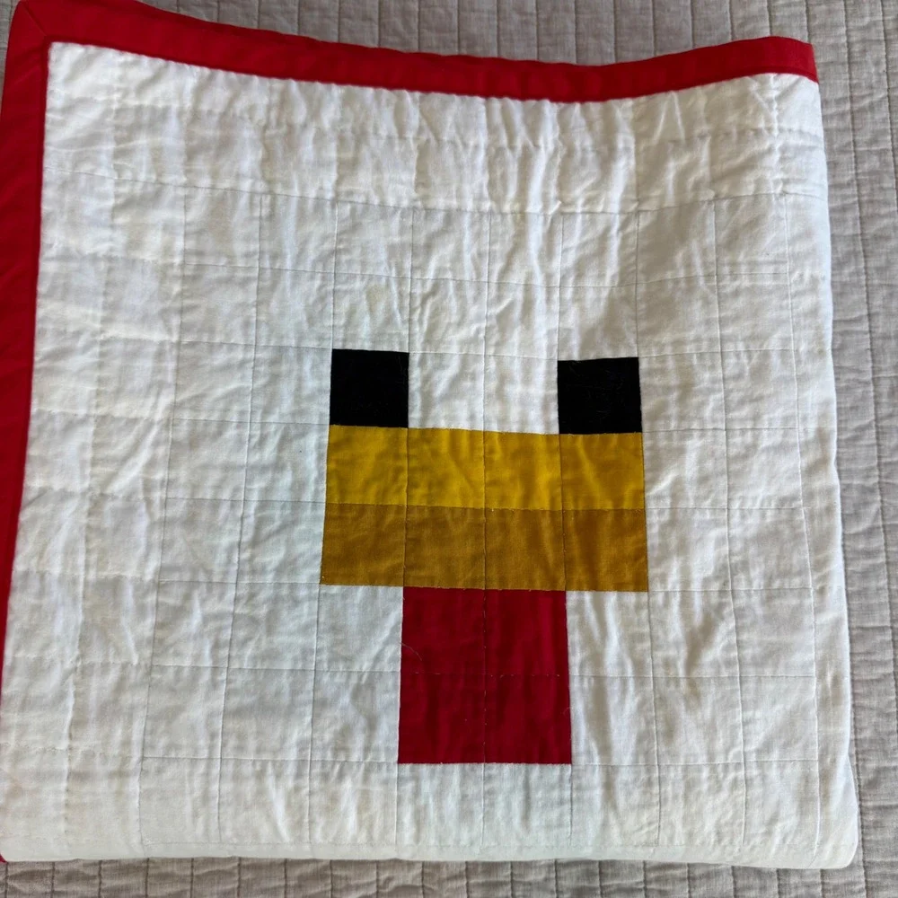 Handmade Minecraft Character Patchwork Quilt 50x65 Red Border Gamer Bedding